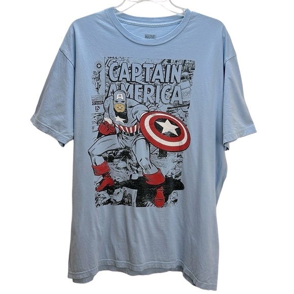 Marvel Blue Captain America Graphic Tee T-Shirt XL Marvel Comics Group - Picture 1 of 12